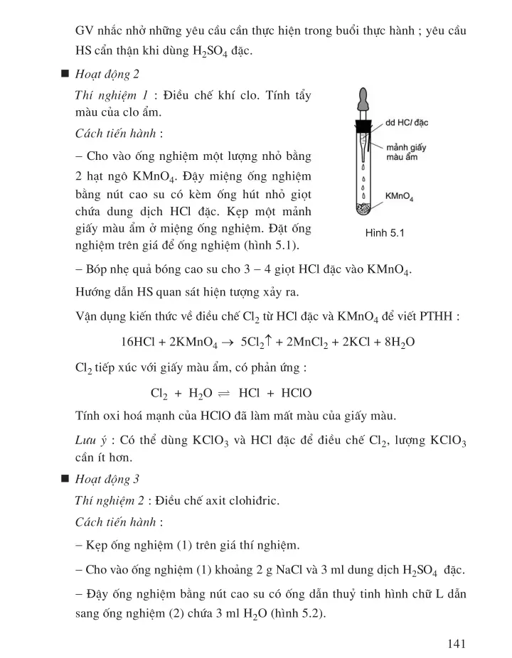 Bài 27 Bài thực hành số 2. Tính chất hoá học của khí clo và hợp chất của clo